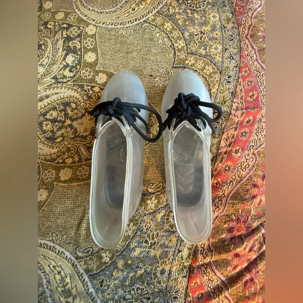 Jelly Ankle Boots Clear & Black Laces size Woman’s 9 - Picture 3 of 7